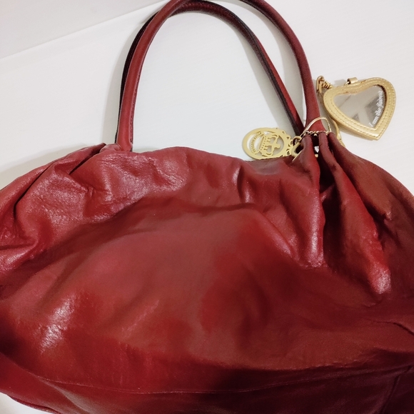 Vintage Juicy Couture Y2K Maroon Red Leather Purse Bag Hobo Satchel - Picture 5 of 14
